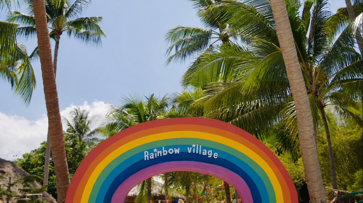 Rainbow arch entrance to the campus